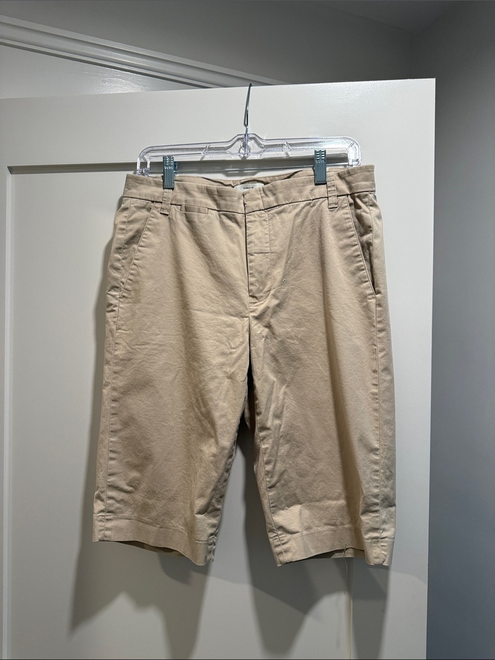 Vince Beige Flat-Front Chino Shorts